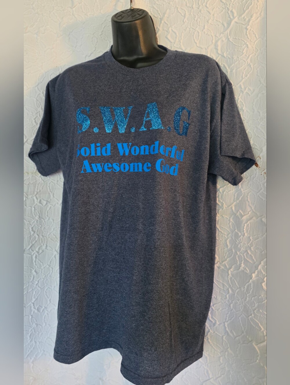 S.W.A.G. Solid Wonderful Awesome God Heather Blue Graphic Tee